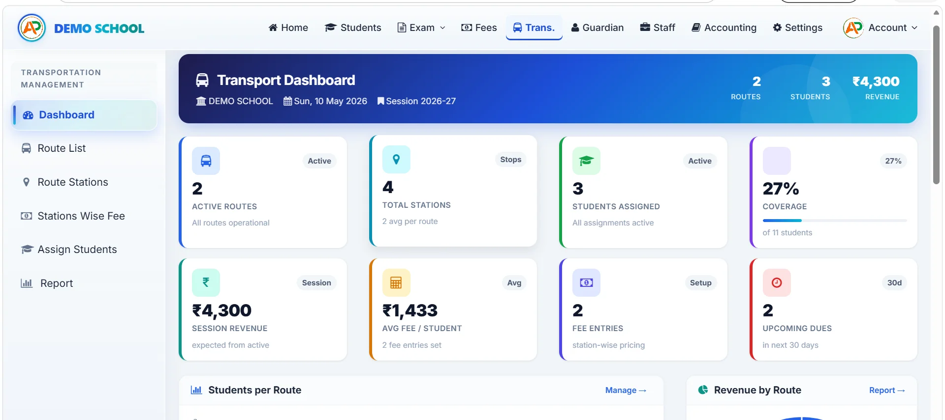 Transport management dashboard Hindi