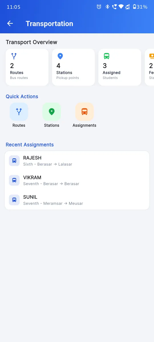 Transport Apna School mobile app